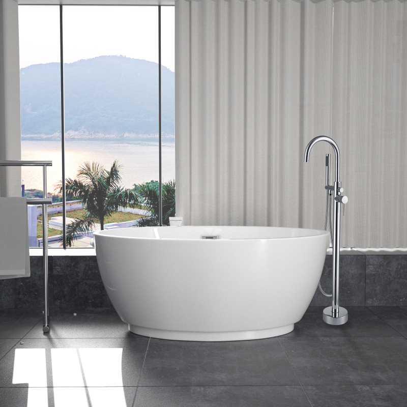 BT2016-55  Freestanding. Contemporary Design Acrylic Flatbottom  SPA Tub  Bathtub in White