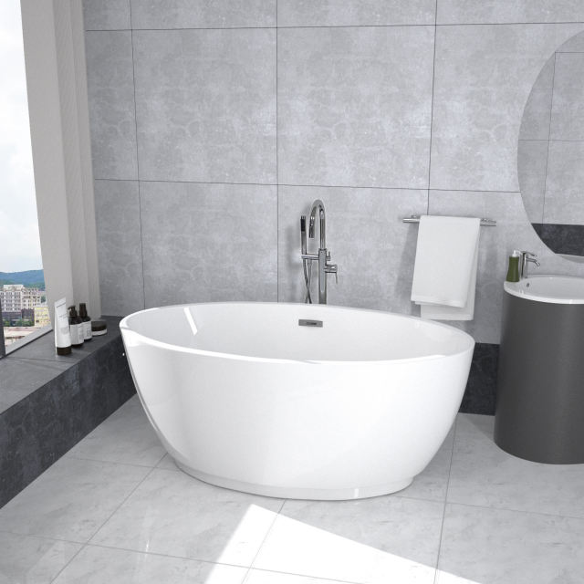 BT2016-55  Freestanding. Contemporary Design Acrylic Flatbottom  SPA Tub  Bathtub in White