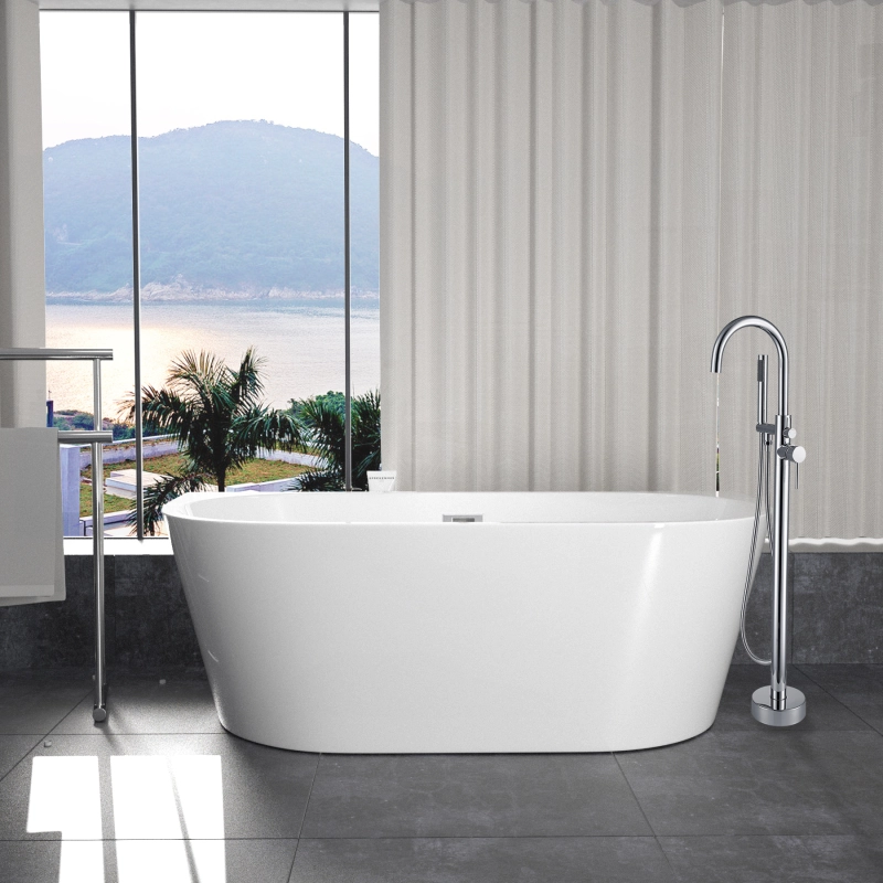 BT2019-55  Freestanding. Contemporary Design Acrylic Flatbottom  SPA Tub  Bathtub in White