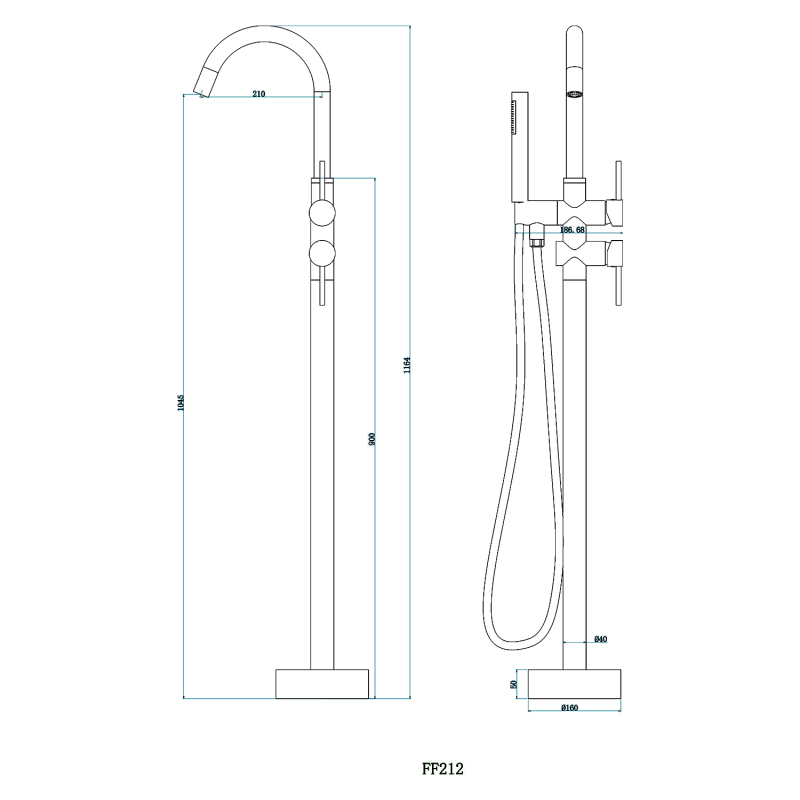 FF212 / FF212BN / FF212MB  Freestanding Floor Mounted Bath Tub Filler Faucets with Hand Held Shower Head  with Pressure Balance