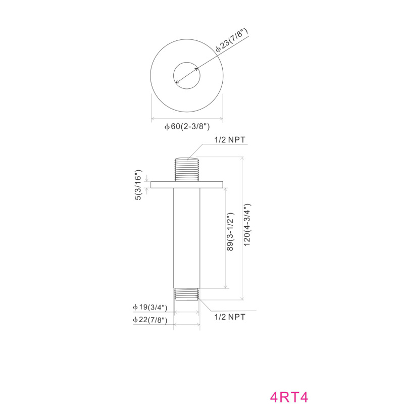 4RT4 / 4RT6 /4RT8  Metal Round Shower arm ,Chrome