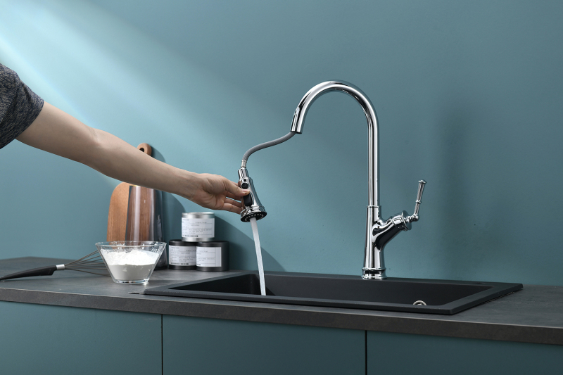 F80079/F80079BN Single Handle Pull Down Sprayer Kitchen Sink Faucet