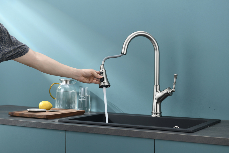 F80079/F80079BN Single Handle Pull Down Sprayer Kitchen Sink Faucet