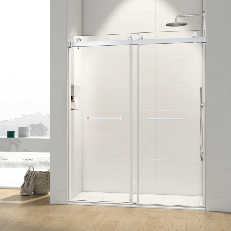 HHKDBS01 Freestanding Double Sliding Frameless Shower Enclosure