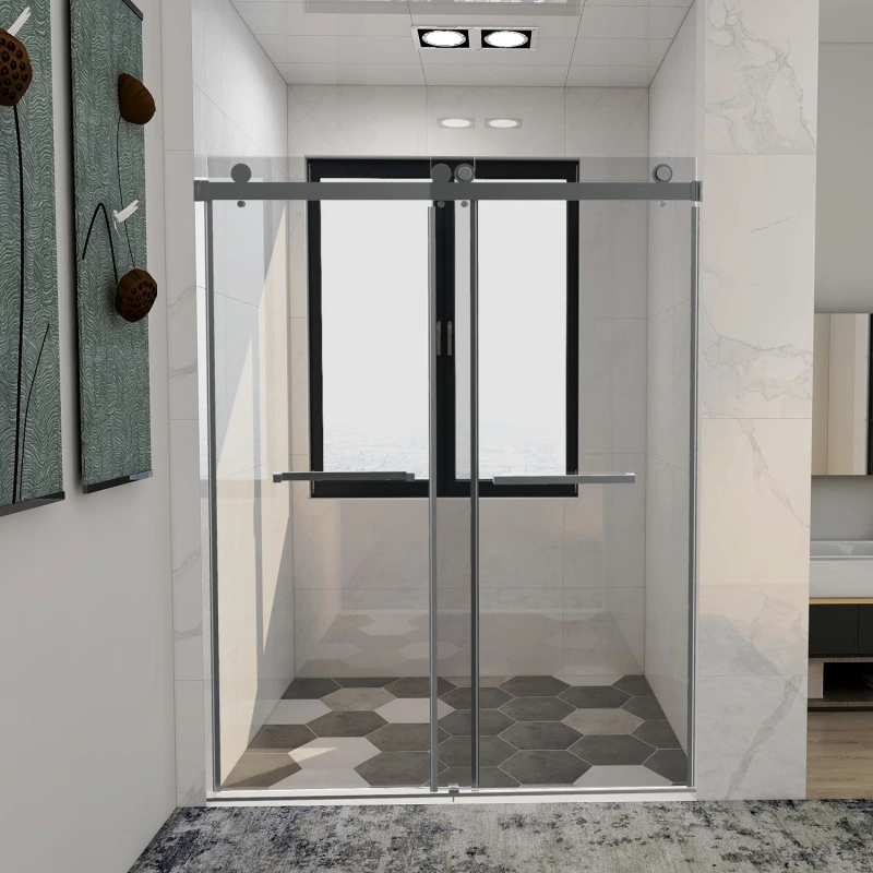 HHKDBS01 Freestanding Double Sliding Frameless Shower Enclosure