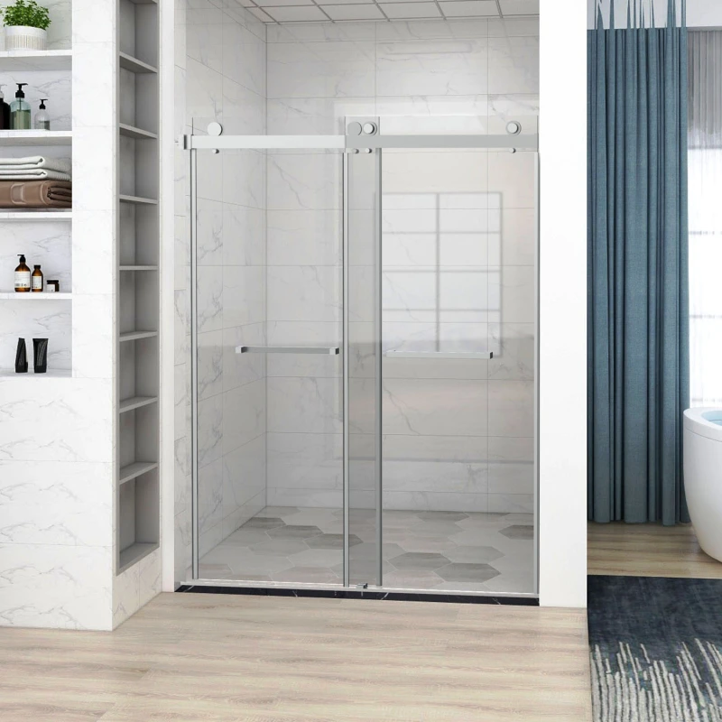 HHKDBS01 Freestanding Double Sliding Frameless Shower Enclosure