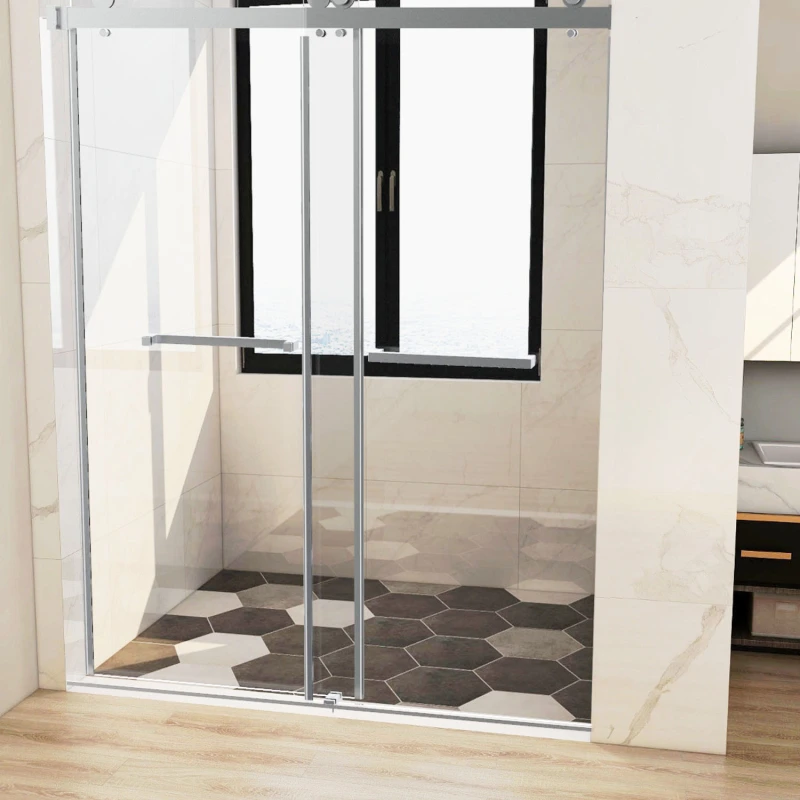 HHKDBS01 Freestanding Double Sliding Frameless Shower Enclosure