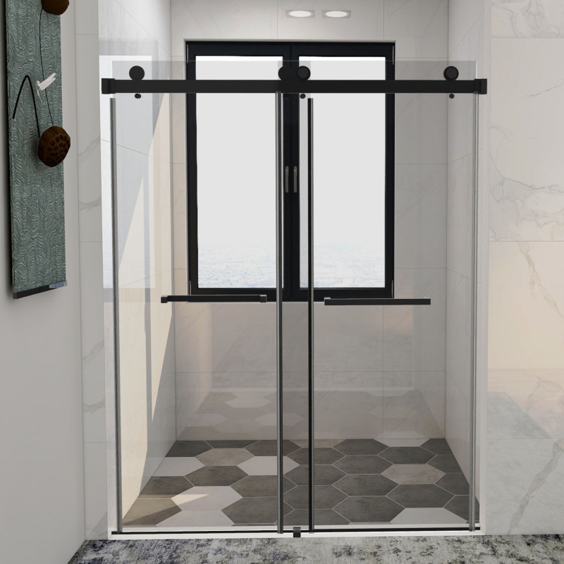 HHKDBS01 Freestanding Double Sliding Frameless Shower Enclosure