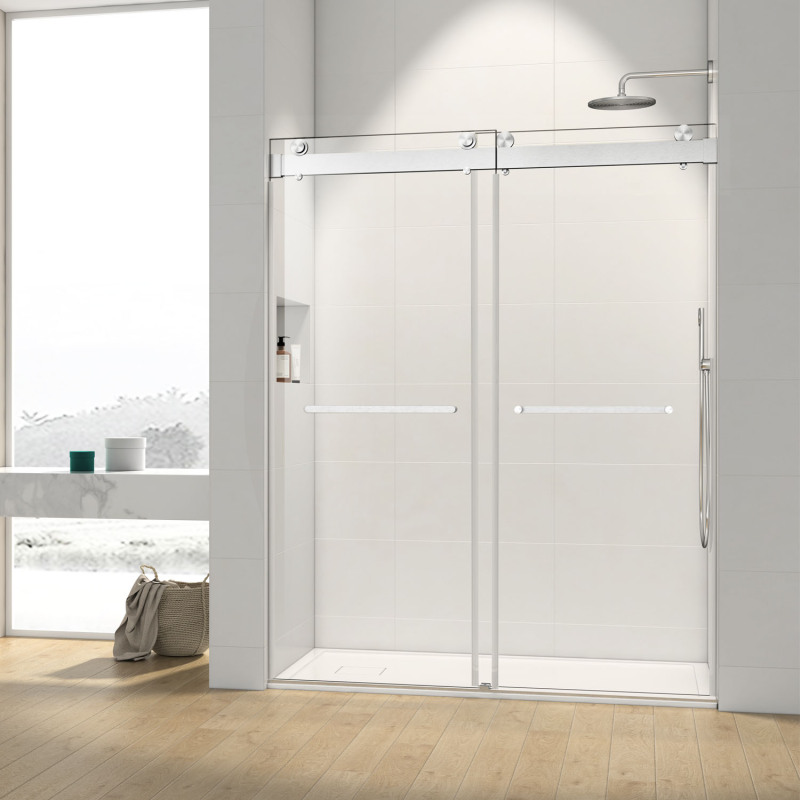 HHKDBS13 Freestanding Double Sliding Frameless Shower Enclosure