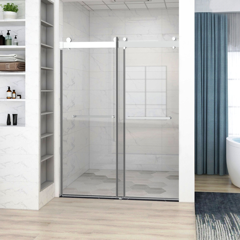 HHKDBS13 Freestanding Double Sliding Frameless Shower Enclosure