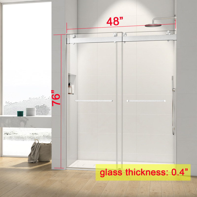 HHKDBS13 Freestanding Double Sliding Frameless Shower Enclosure