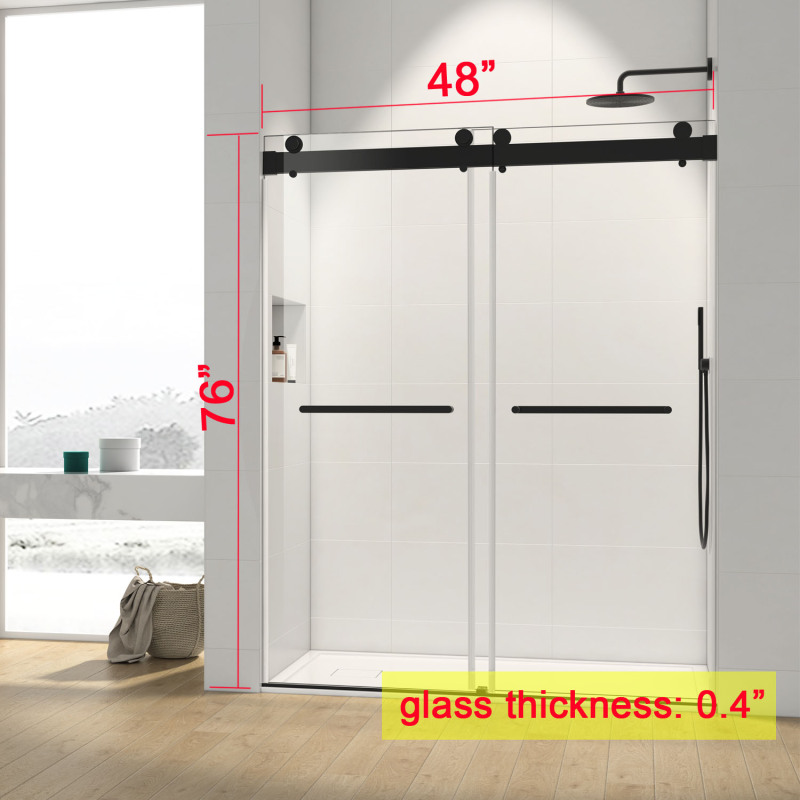 HHKDBS13 Freestanding Double Sliding Frameless Shower Enclosure