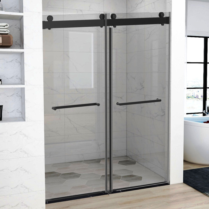 HHKDBS13 Freestanding Double Sliding Frameless Shower Enclosure