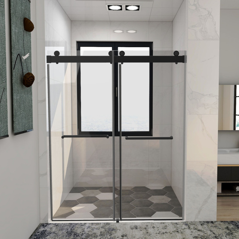 HHKDBS13 Freestanding Double Sliding Frameless Shower Enclosure