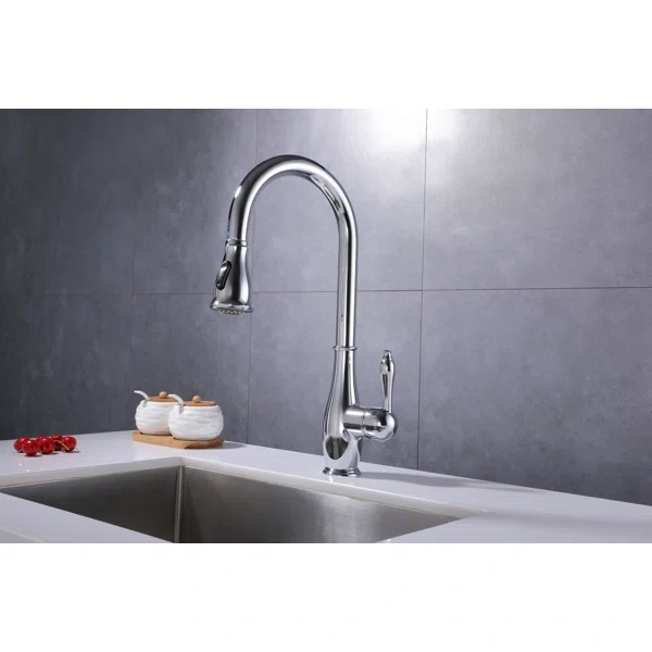 F80002/F80002BN Single Handle Pull Down Sprayer Kitchen Sink Faucet