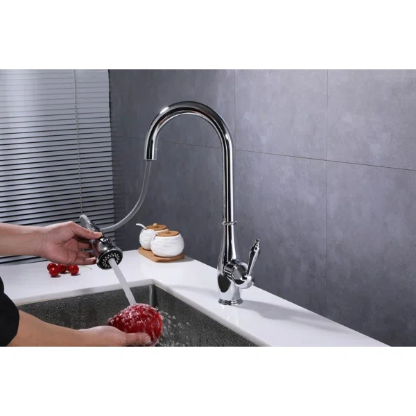 F80002/F80002BN Single Handle Pull Down Sprayer Kitchen Sink Faucet