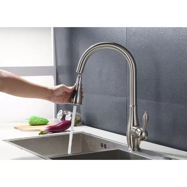 F80002/F80002BN Single Handle Pull Down Sprayer Kitchen Sink Faucet