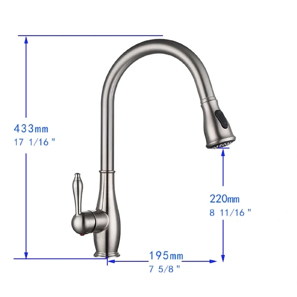 F80002/F80002BN Single Handle Pull Down Sprayer Kitchen Sink Faucet