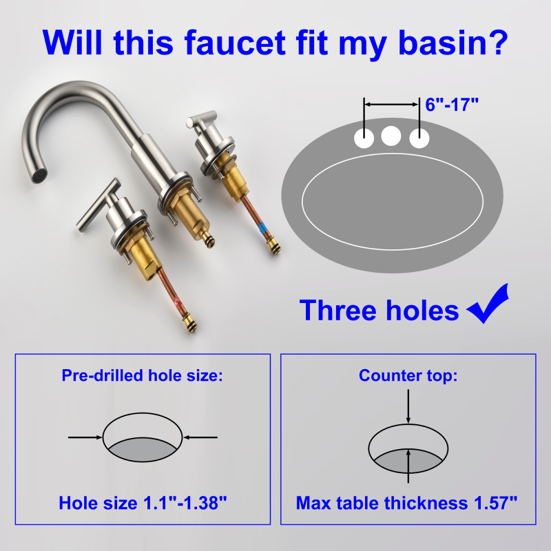 1515BL/ 1515BG/ 1515BN  Widespread Bathroom Faucet