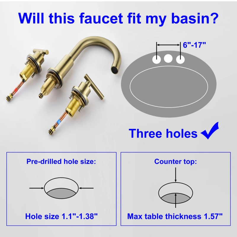 1515BL/ 1515BG/ 1515BN  Widespread Bathroom Faucet