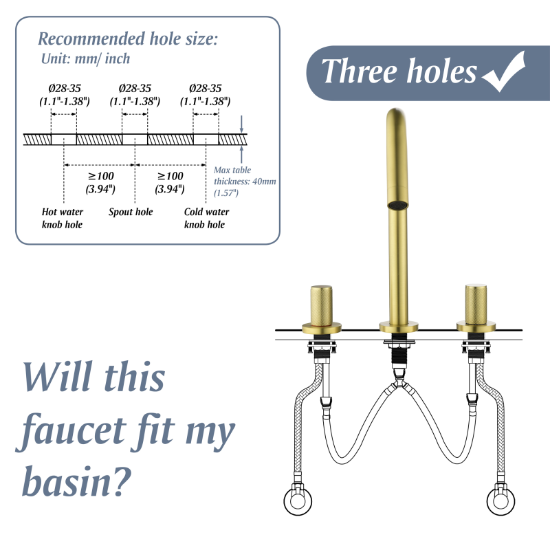 1516BL/ 1516BG/ 1516BN  Widespread Bathroom Faucet