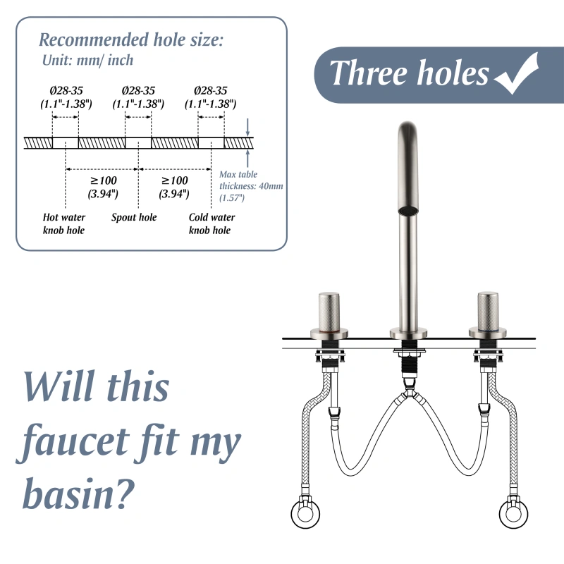 1516BL/ 1516BG/ 1516BN  Widespread Bathroom Faucet