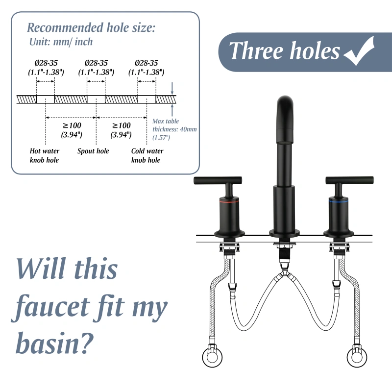 1511BL/ 1511BG/ 1511BN  Widespread Bathroom Faucet