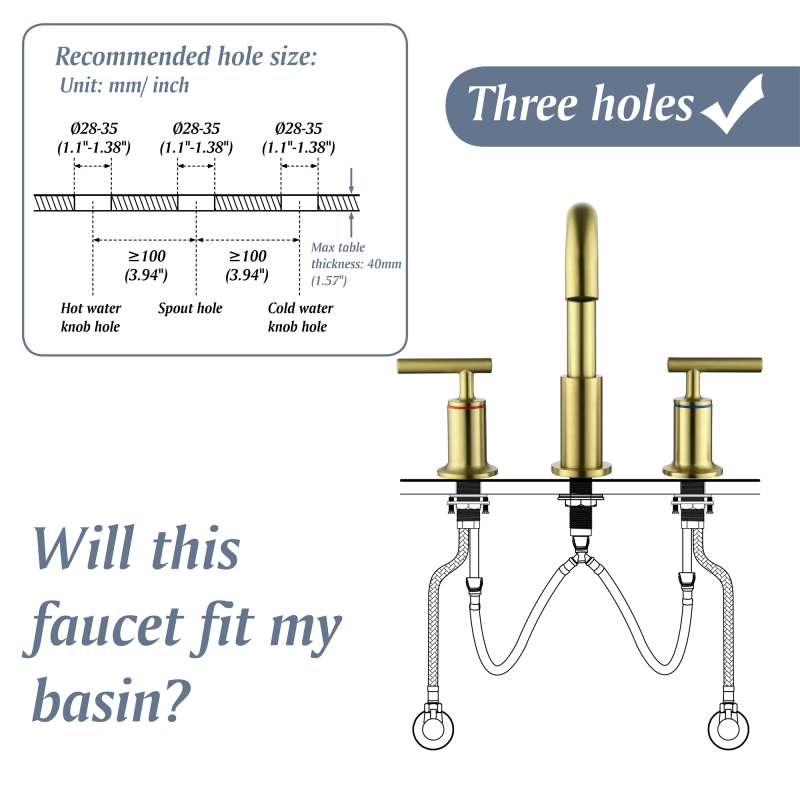 1511BL/ 1511BG/ 1511BN  Widespread Bathroom Faucet