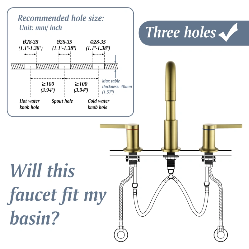 1512BL/ 1512BG/ 1512BN  Widespread Bathroom Faucet