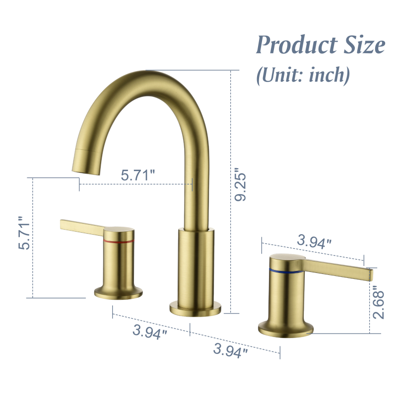 1512BL/ 1512BG/ 1512BN  Widespread Bathroom Faucet