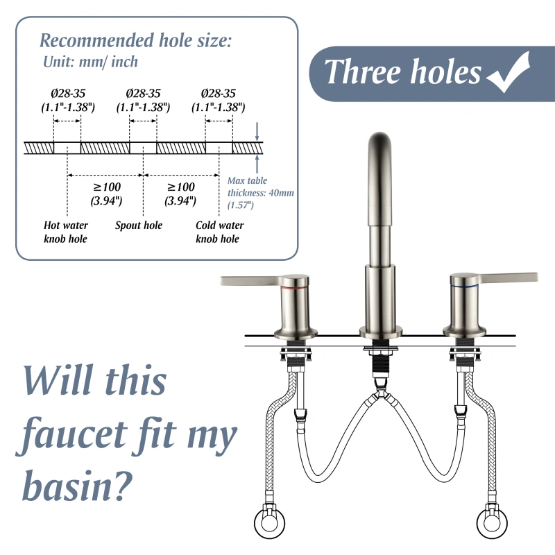 1512BL/ 1512BG/ 1512BN  Widespread Bathroom Faucet