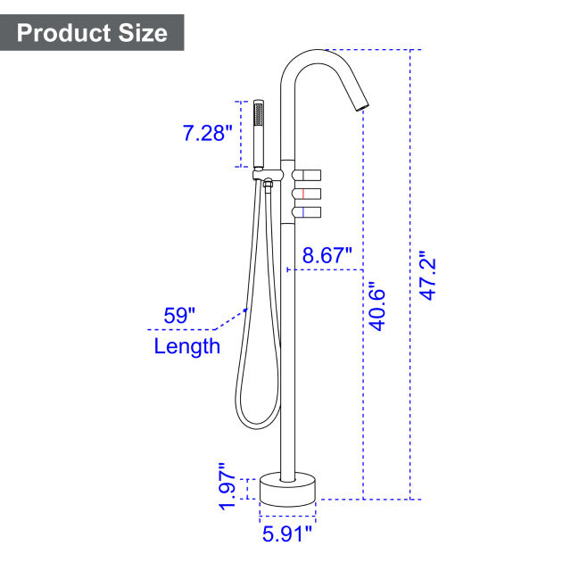 18013BL/ 18013BG  Single Handle Floor Mounted Freestanding Clawfoot Tub Faucet with Hand Shower