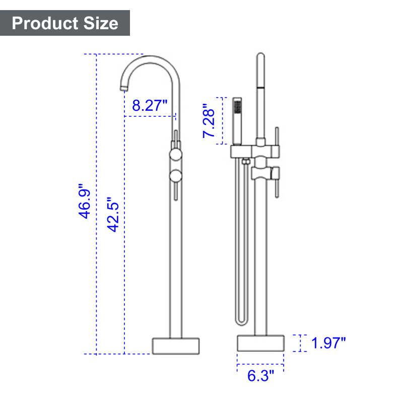 18006BL/ 18006BG/ 18006BN Floor Bathtub Faucet