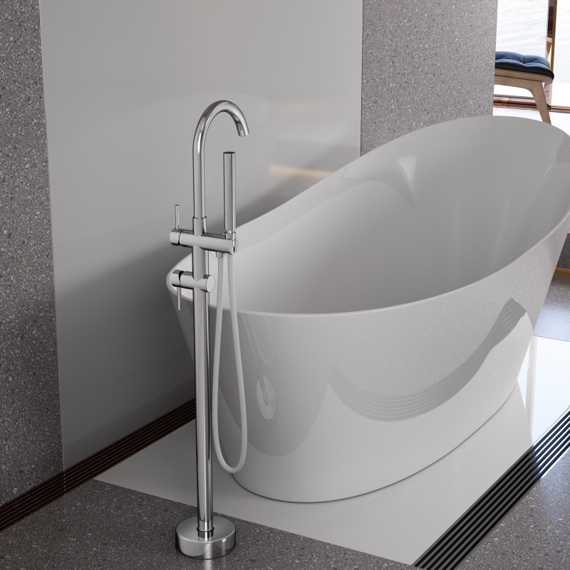 USA-TU-001 Freestanding Tub Faucet with Handheld Shower Head Chorme