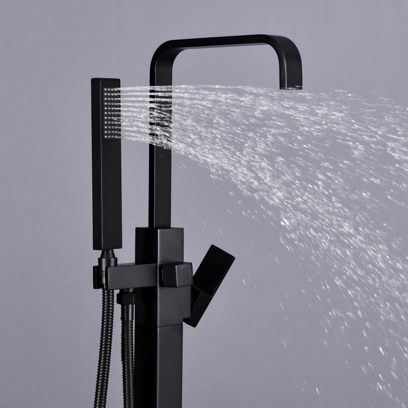 USA-TU-004 Freestanding Tub Faucet with Handheld Shower Head Matte Black