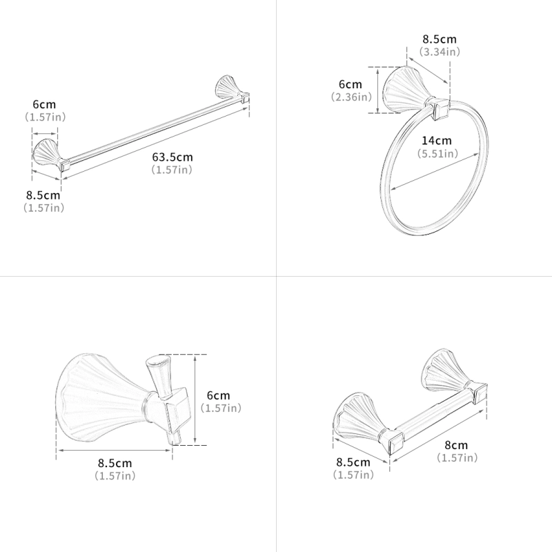 G219-4N / G219-4ORB   3.34" Wall Mounted Towel Bar