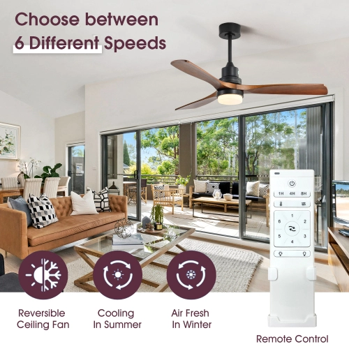 D01-KBS-5247-DC  52 Inch Ceiling Fan Light With 6 Speed Remote Reversible Energy-saving DC Motor