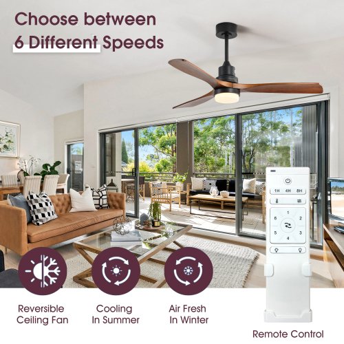 D01-KBS-5247-DC  52 Inch Ceiling Fan Light With 6 Speed Remote Reversible Energy-saving DC Motor