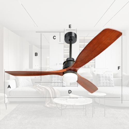 D01-KBS-6005  60inch 3 Solid Wood Blade DC Motor Ceiling Fan Decorate for the Living Room Corridor Lighting Fixture