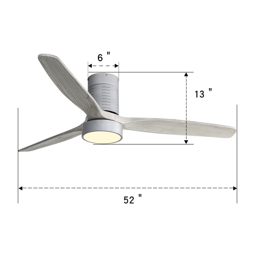 D01-KBS-52245H  Indoor Low Profile Remote Control LED Ceiling Fan with Light