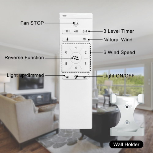 D01-52K012BK / D01-52K012WH / D01-52K012BN  52 Inch Ceiling Fan Light With 6 Speed Remote Energy-saving DC Motor