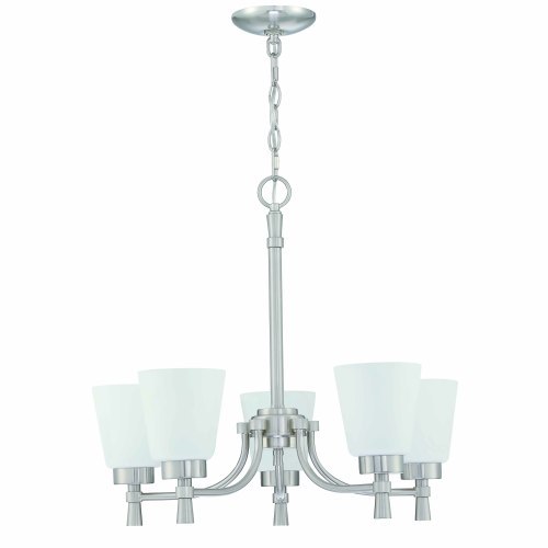 D01-FOP-55845   5-Light Shaded Classic Brushed Nickle Finish Chandelier
