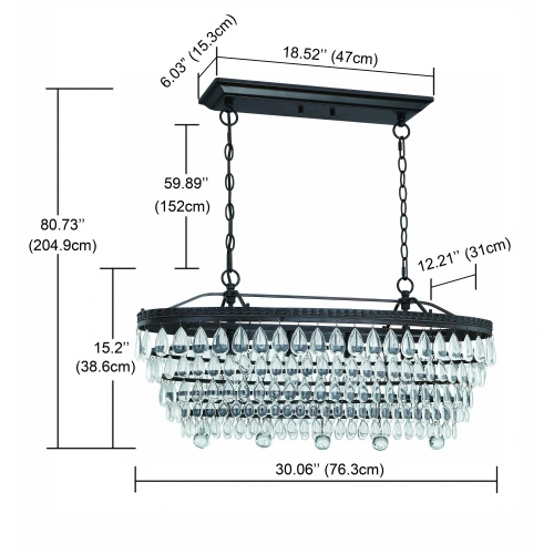 D01-50344   4 - Light Unique / Statement Tiered Chandelier with Crystal Accents