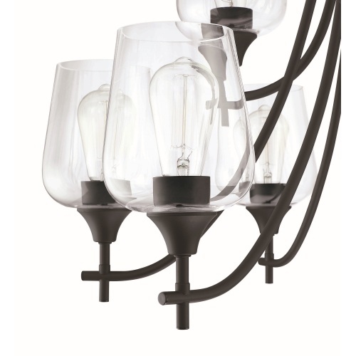 D01-51949BK / D01-51949BN  9-Light Matte Black Classic Chandelier With Glass Shades