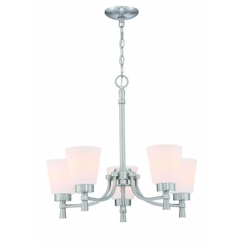 D01-FOP-55845   5-Light Shaded Classic Brushed Nickle Finish Chandelier