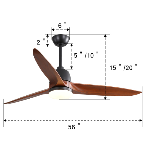 D01-56K001-BK / D01-56K001-WH / D01-56K001-WH  56 Inch Ceiling Fan Light With 6 Speed Remote Energy-saving DC Motor