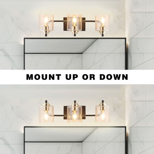 D01-W63734450  3 - Light Matte Black  Bathroom Vanity Lighting