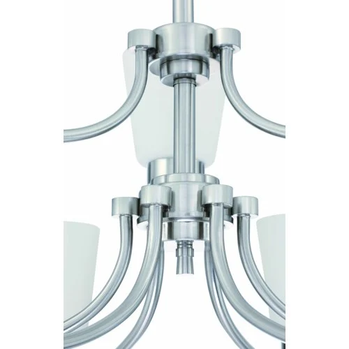 D01-FOP-55849  9-Light Brushed Nickle Finish Chandelier Tiered With Shade