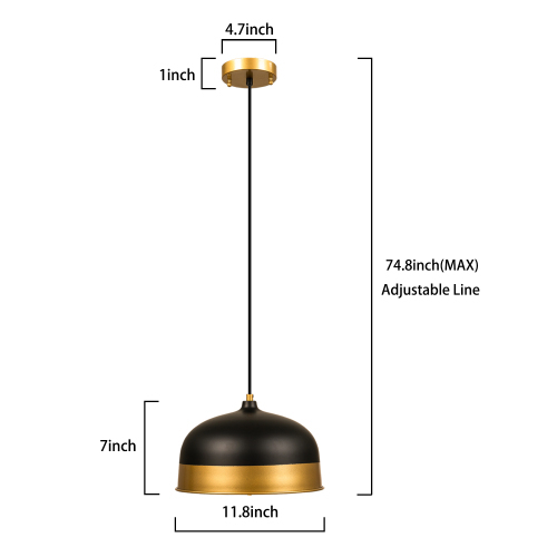 D01-W63734456  3-Light Black Farmhouse Dome Pendant Light