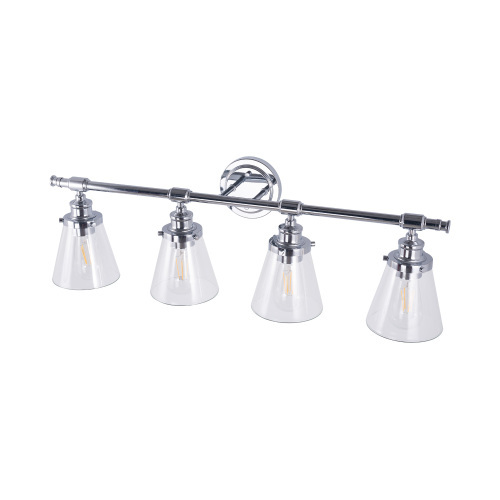 D01-W37724139   4-Light White Color Chrome Vanity Light with Shade